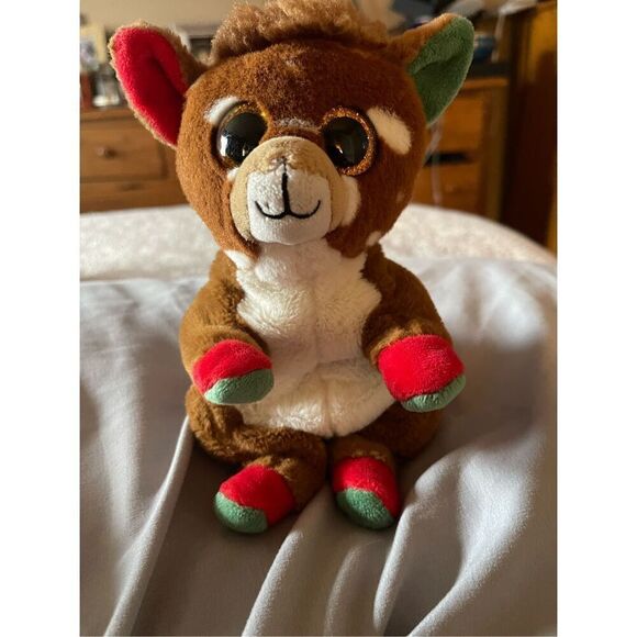 Ty Brown Beanie Baby Bellies JUNO the Christmas Reindeer Plush Stuffed Toy - Picture 6 of 12
